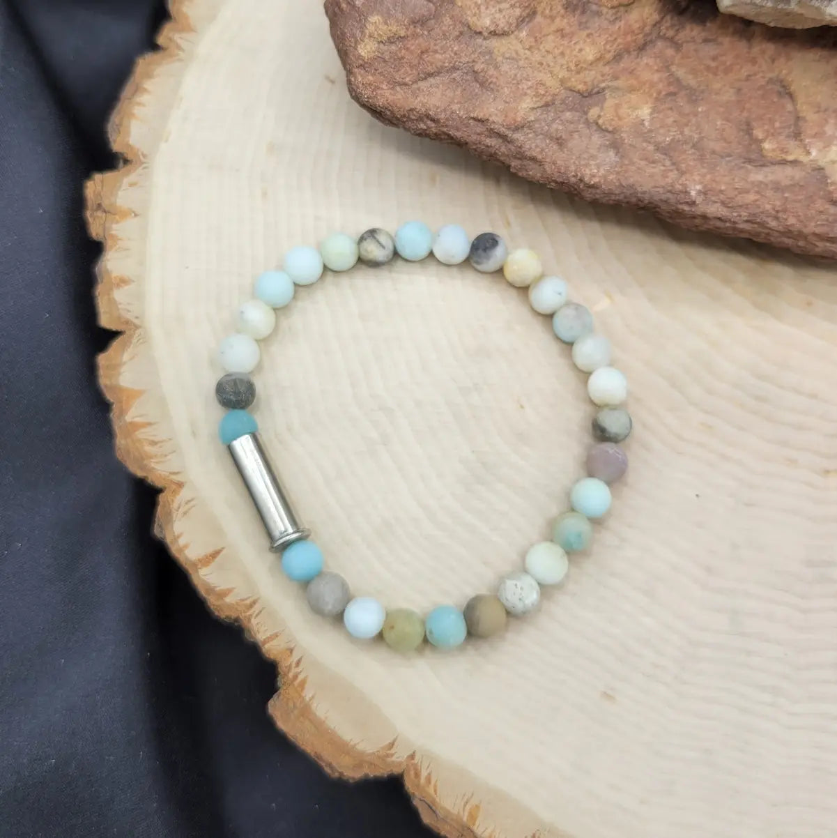 Dainty Amazonite Stackable Stretch Bullet Bracelet